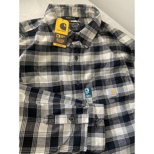 Carhartt Blk/Wht Rugged Flex Long Sleeve Lightweight Flannel-Size XL NWT-Awesome